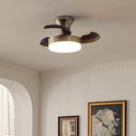 Silver French Retro Ceiling Fan with Dimmable LED Light and Walnut Blades