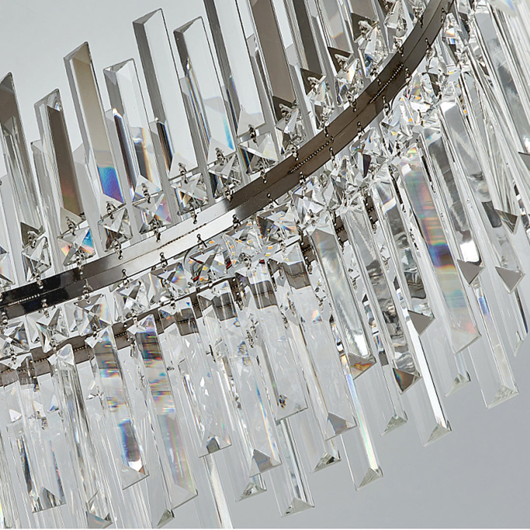 Lumina Crystal Flush Mount Ceiling Light – Modern Round Stainless Steel Fixture