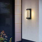 Black Crystal Outdoor Wall Light – Rectangular Waterproof LED Sconce