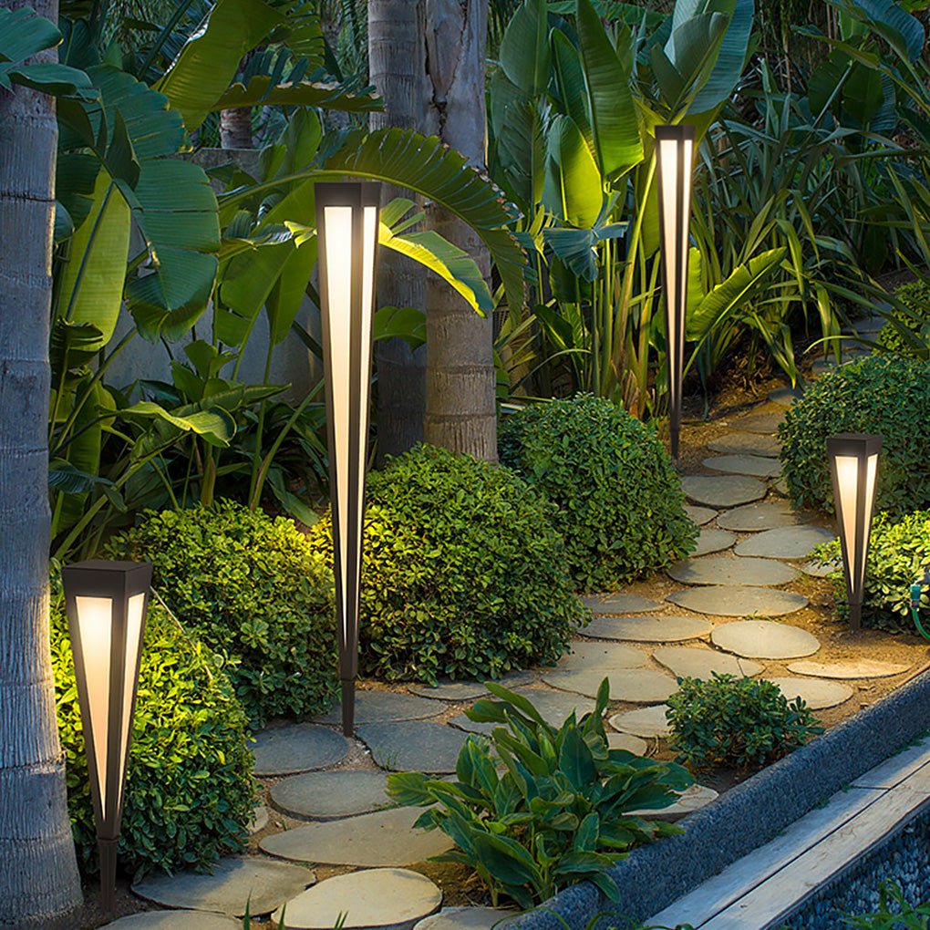 LumaPath Square RGB Solar Pathway Light with Conical Base for Modern Landscapes