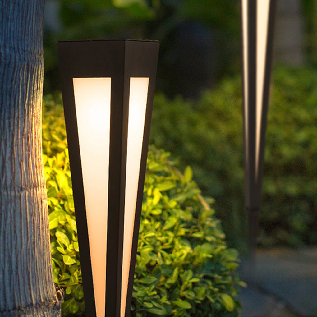 LumaPath Square RGB Solar Pathway Light with Conical Base for Modern Landscapes