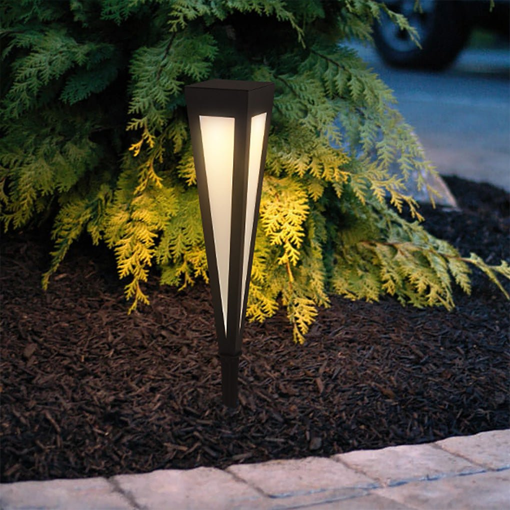 LumaPath Square RGB Solar Pathway Light with Conical Base for Modern Landscapes