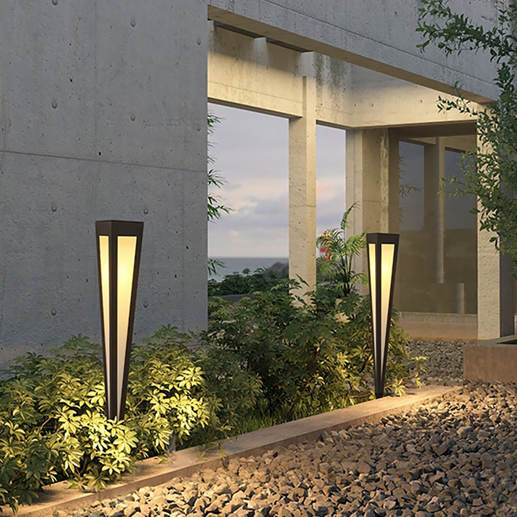 LumaPath Square RGB Solar Pathway Light with Conical Base for Modern Landscapes