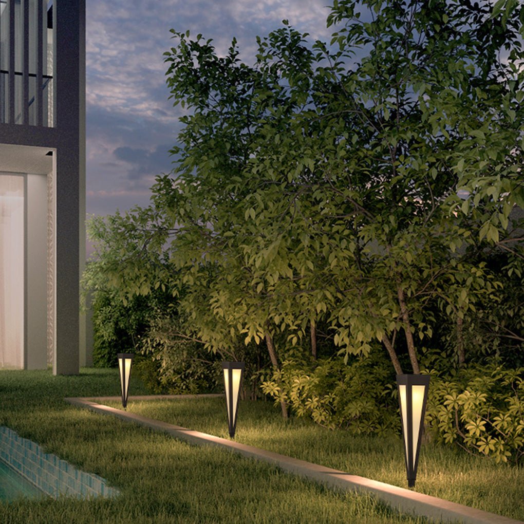 LumaPath Square RGB Solar Pathway Light with Conical Base for Modern Landscapes