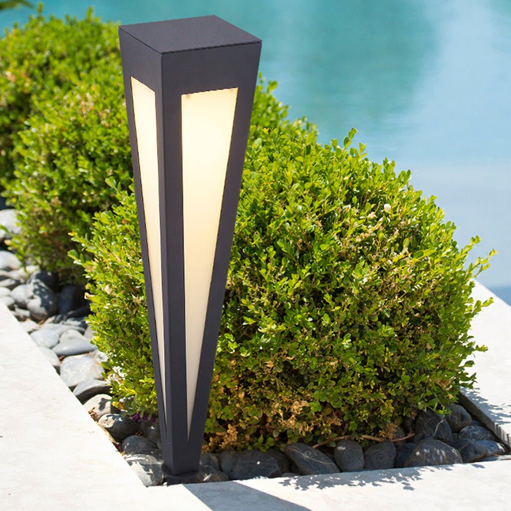 LumaPath Square RGB Solar Pathway Light with Conical Base for Modern Landscapes