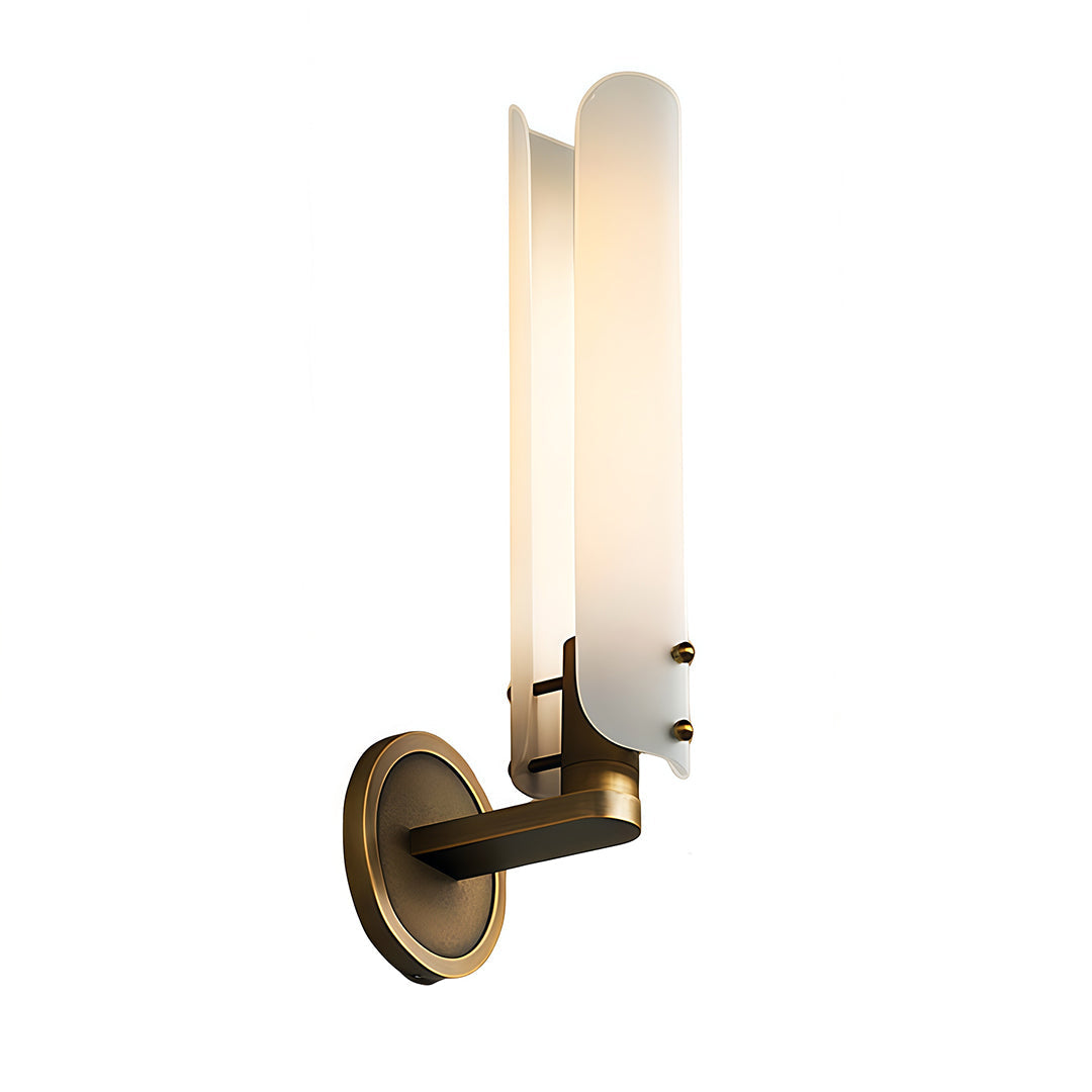 Art Deco Glass Wall Sconce in Polished Brass for Modern Interiors