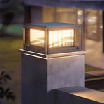 Wave Pattern LED Pillar Light – Modern Outdoor Post Lamp in Black