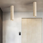 Travertine Cylinder Pendant Light, Modern Stone Downlight for Hallways