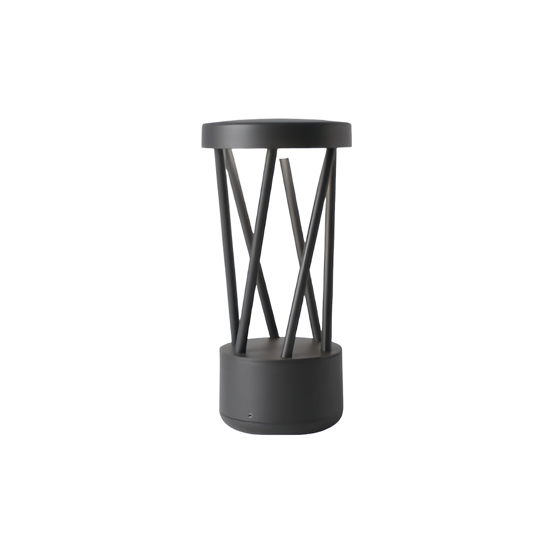 Outdoor Bollard Path Lights in Sand-Black Aluminum with Warm LED Glow