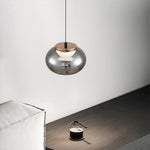 Smoked Gray Glass Pendant Light with Full-Spectrum LED, Italian Minimalist Design