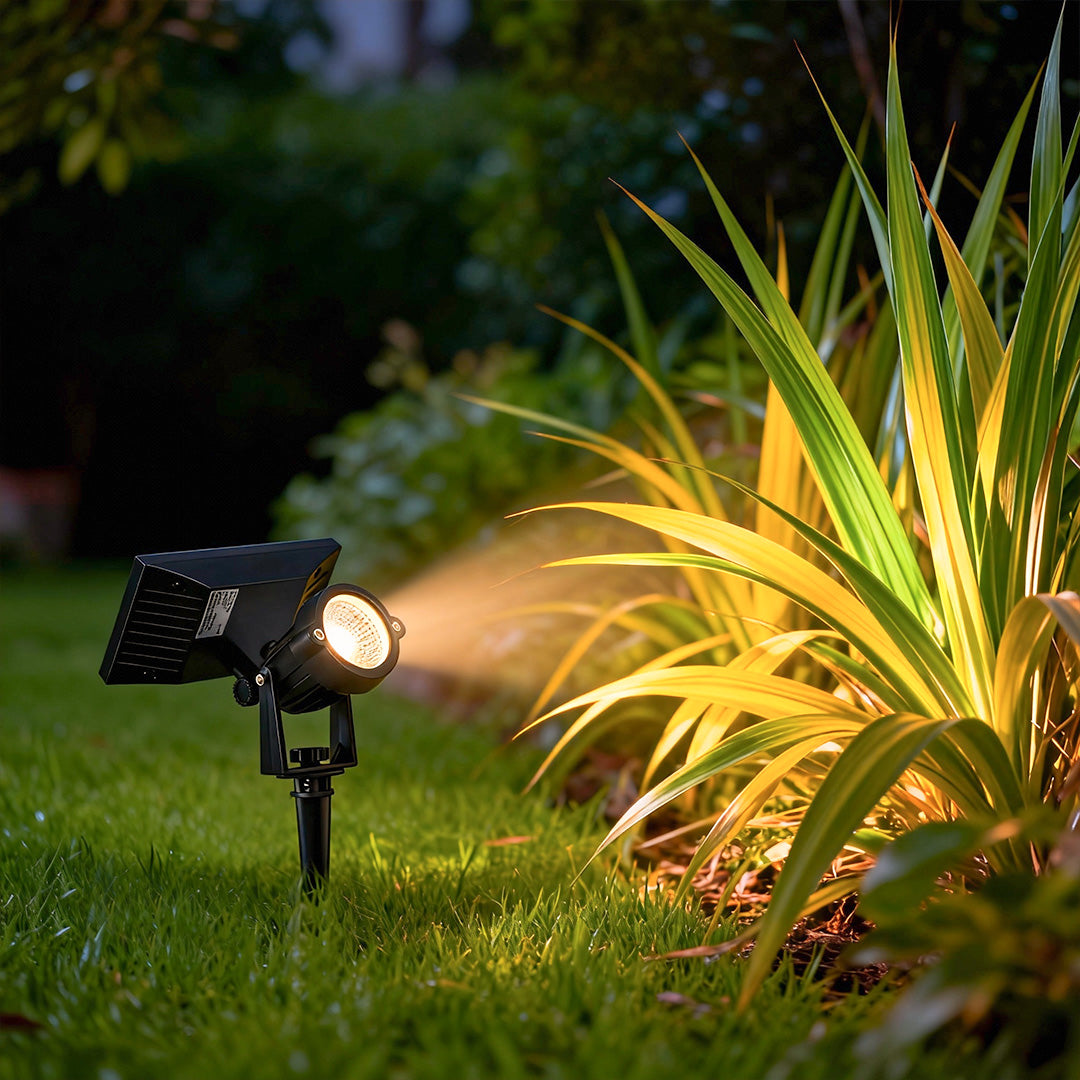 Solar Ground Spike Spotlight with Adjustable RGB LED for Landscape and Trees
