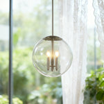 Silver Glass Orb Pendant Light – Modern Adjustable Ceiling Lamp