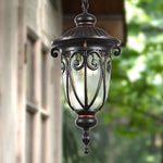 European-Style Black Aluminum Pendant Light with Glass Shade for Outdoor & Indoor Use