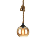 Artisan Glass Pendant Light with Natural Hemp Rope – Minimalist LED Ceiling Lamp
