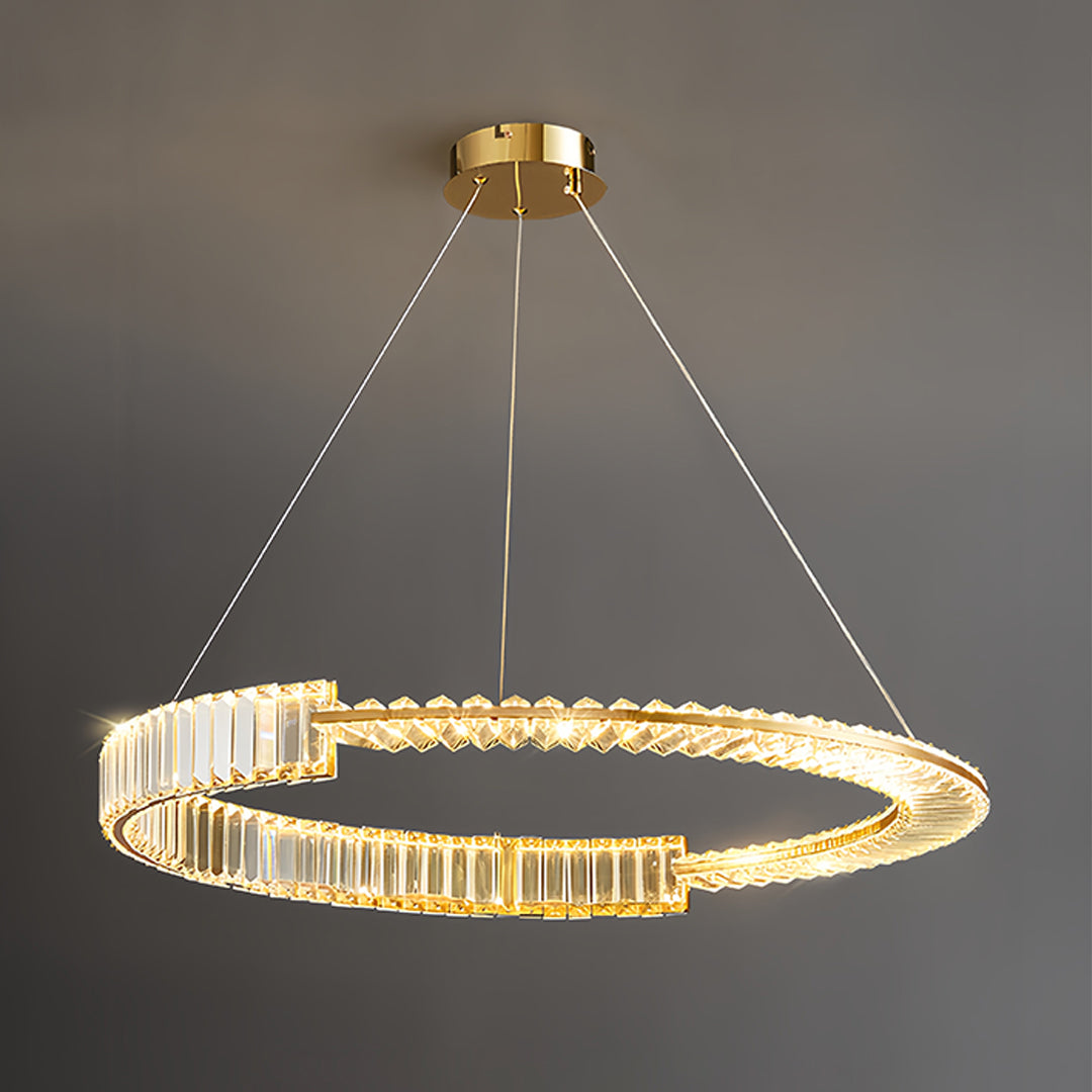 Modern Gold Crystal Ring Chandelier with LED Dimmable Lighting