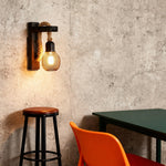 Rustic Iron Wall Sconce with Hemp Rope and Wood Accent