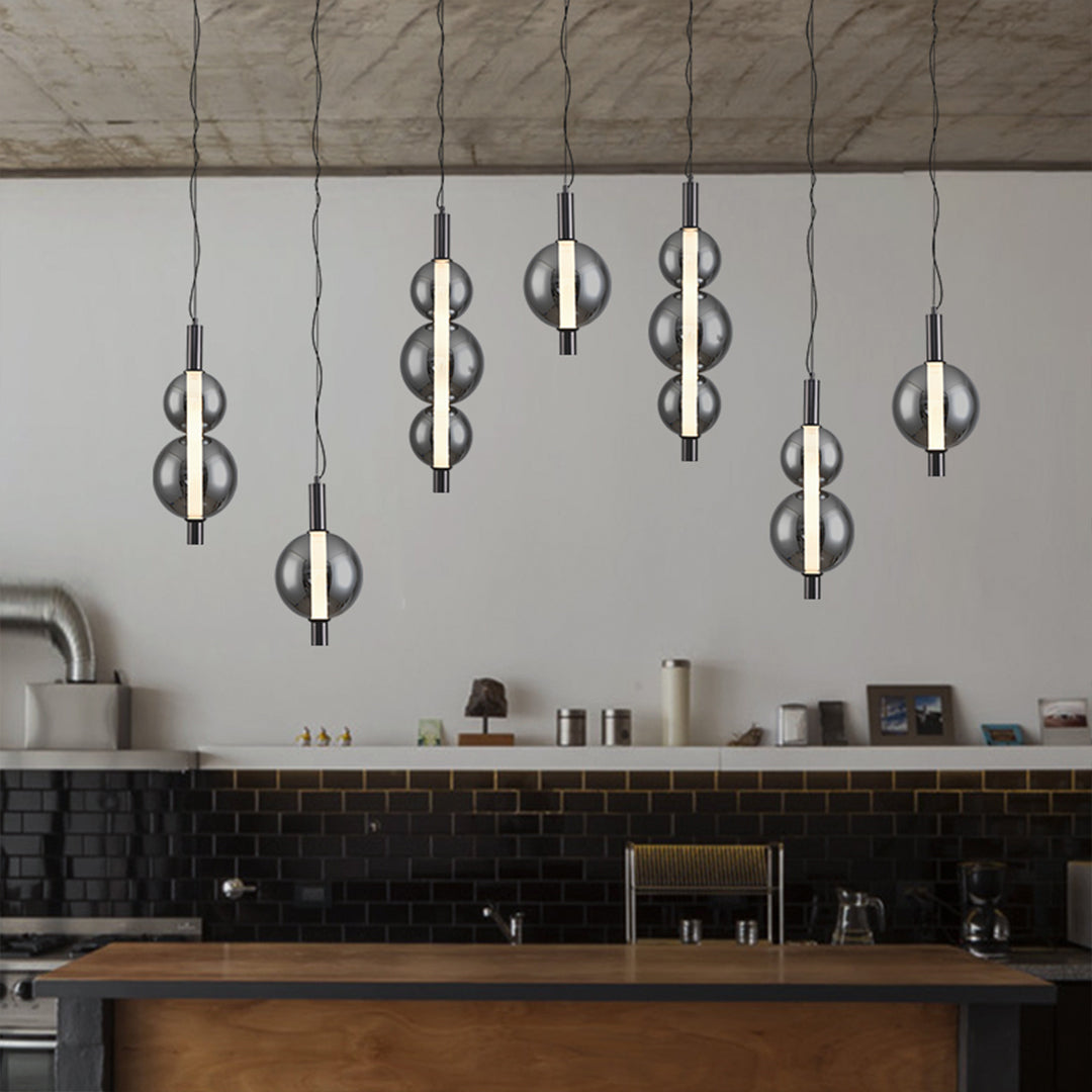 Lumina Modern Pendant Light – Minimalist LED Glass Shade in Silver