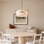Lumina White Drum Pendant Light with Polished Gold Accents