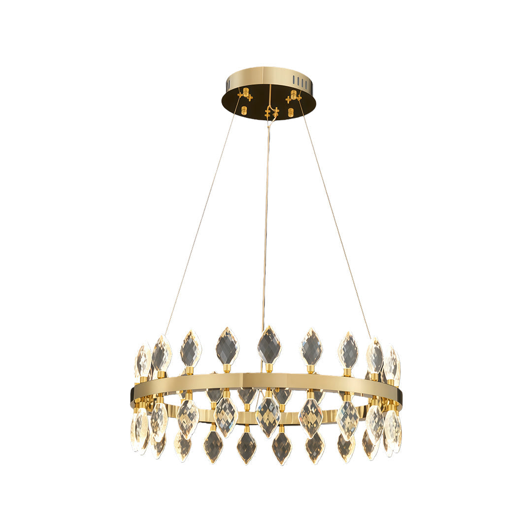 Italian Crystal Chandelier with Gold Iron Frame, Adjustable Hanging