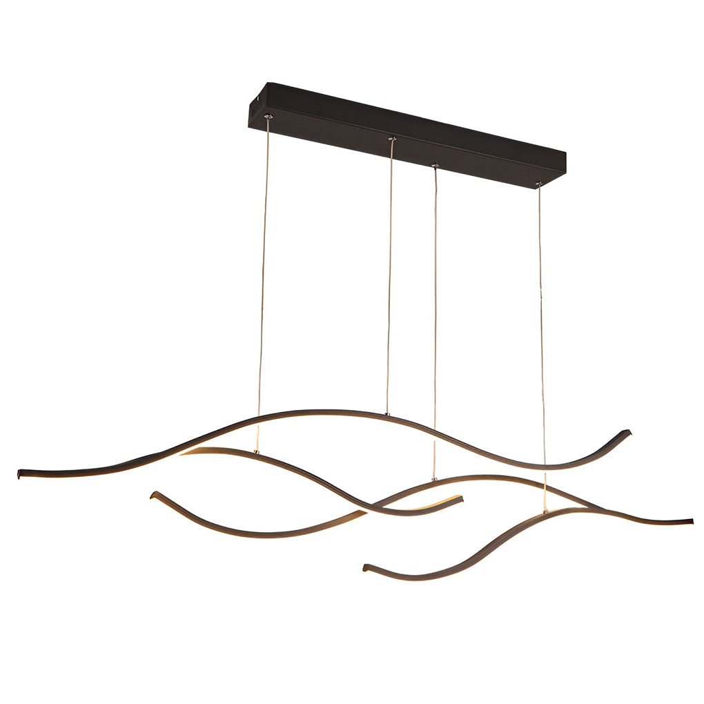Wavy LED Pendant Light with Adjustable Height in Metallic Finishes