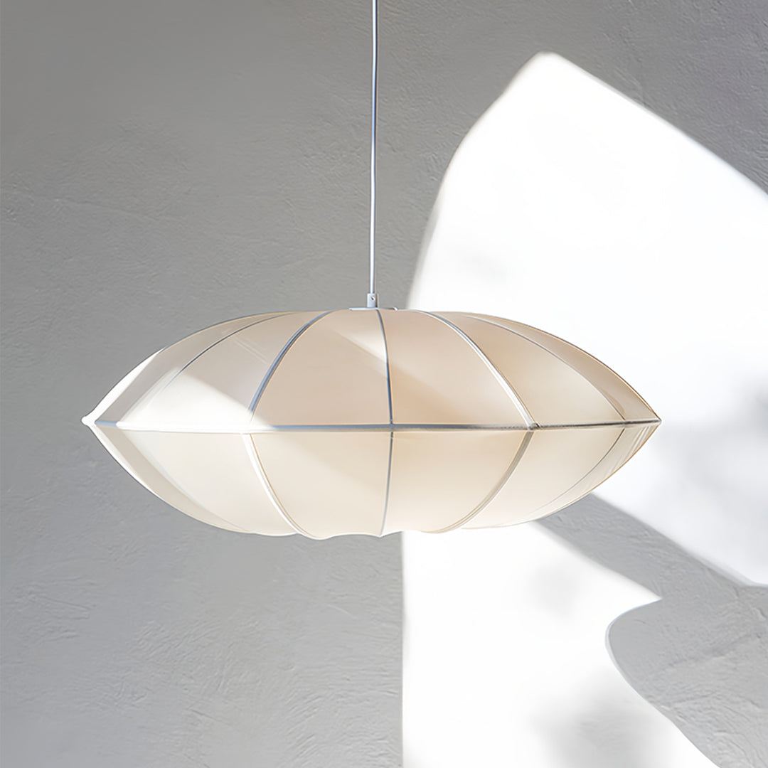 Nordic Vintage Fabric Shade Pendant Light with Metal Accents