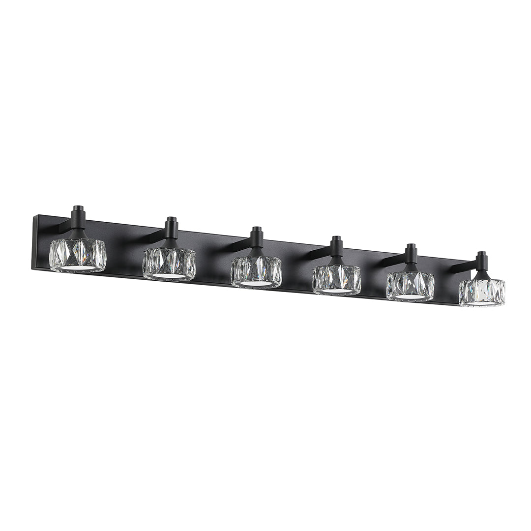 Crystal Vanity Light Modern Black Iron LED Wall Bar for Bathroom