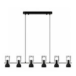 Linear Glass Pendant Chandelier with Adjustable Height, Matte Black