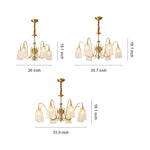 Solid Brass Vintage Chandelier with Clear Glass Shades for Dining Room and Living Room