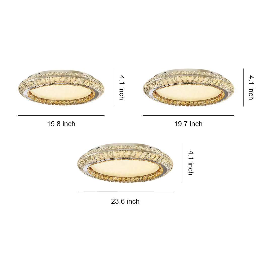 Lumière Flush Mount Crystal Ceiling Light in Titanium Gold