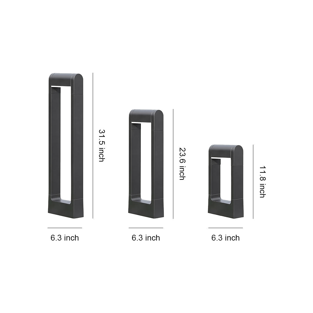 Minimalist Black Square Outdoor Bollard Light for Pathways