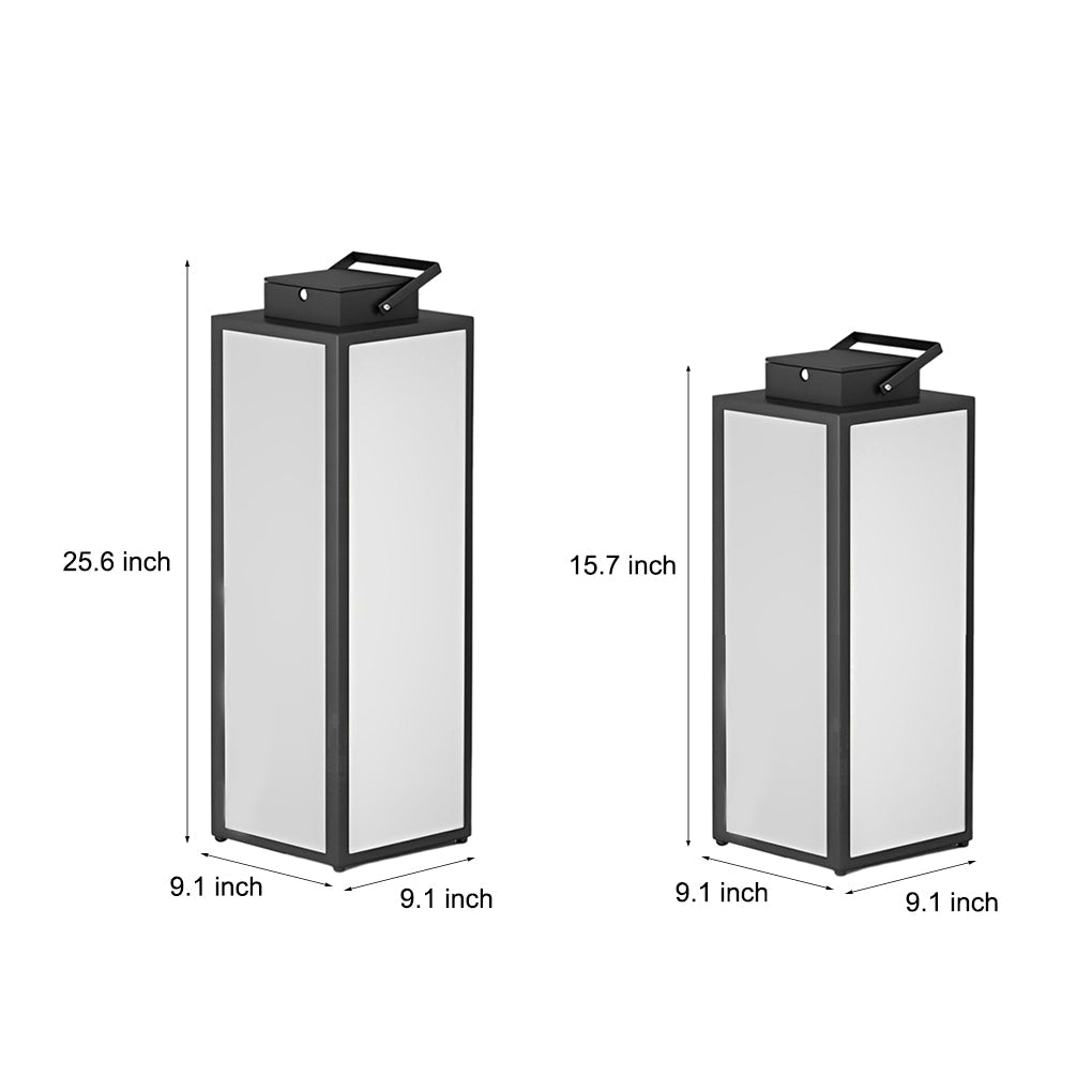 Modern Square Lantern Portable Rechargeable LED Solar Lawn Light for Patio & Garden