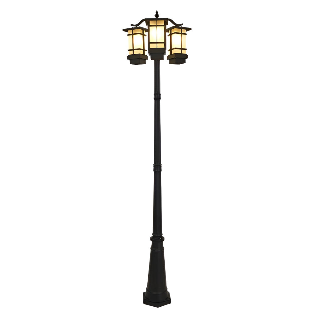 Modern 2-Head Outdoor Post Light in Black, Waterproof Aluminum