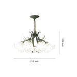 Vintage Lily of the Valley Chandelier, French Country Iron & Acrylic Pendant Light