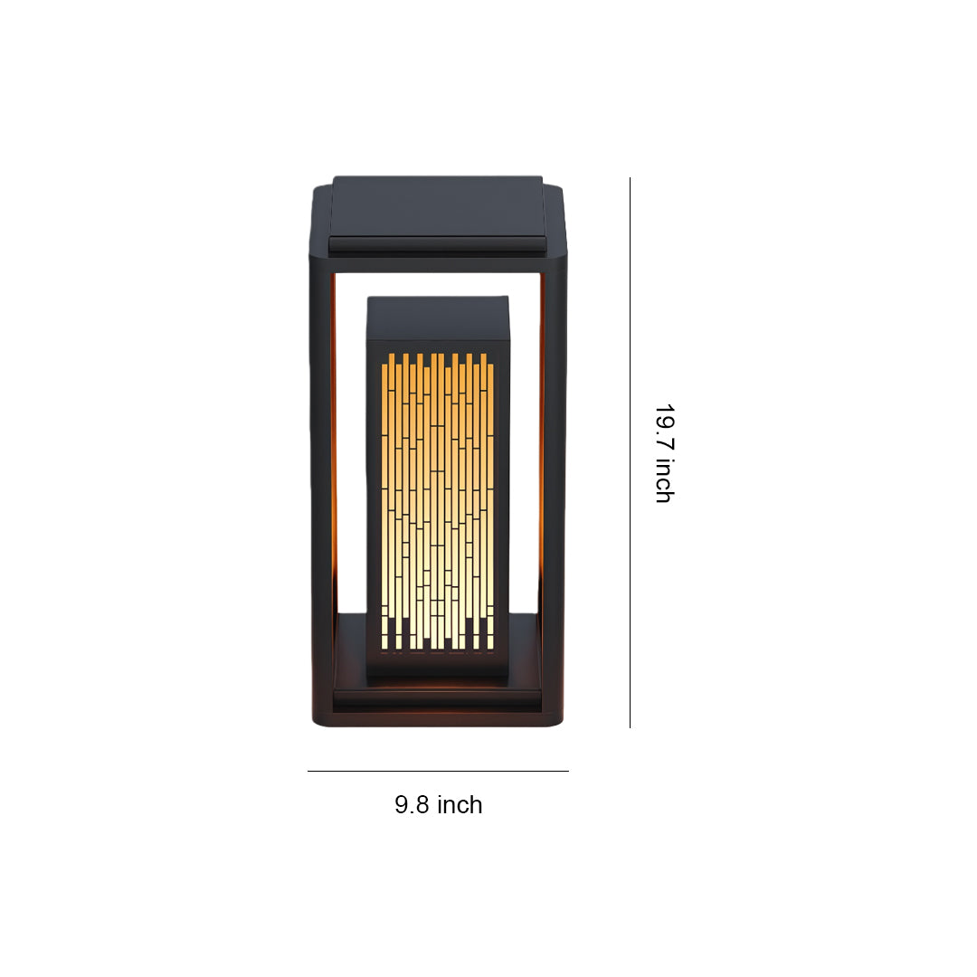 Geometric Square Outdoor Lantern with Integrated LED – Modern Waterproof Post Light