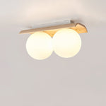 Orélie Modern Travertine Ceiling Light with Frosted Glass Globes