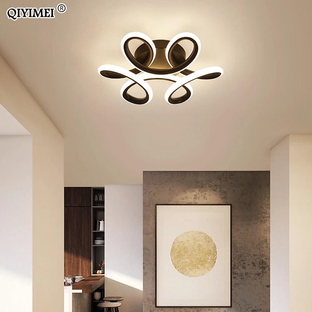Waves Flower LED Flush Mount Ceiling Light in White and Black