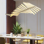 Waves Fishbone LED Chandelier – Modern Nordic Linear Pendant Light