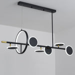 Aurelia Six-Light Linear LED Chandelier in Black and Gold with Silicone Shades