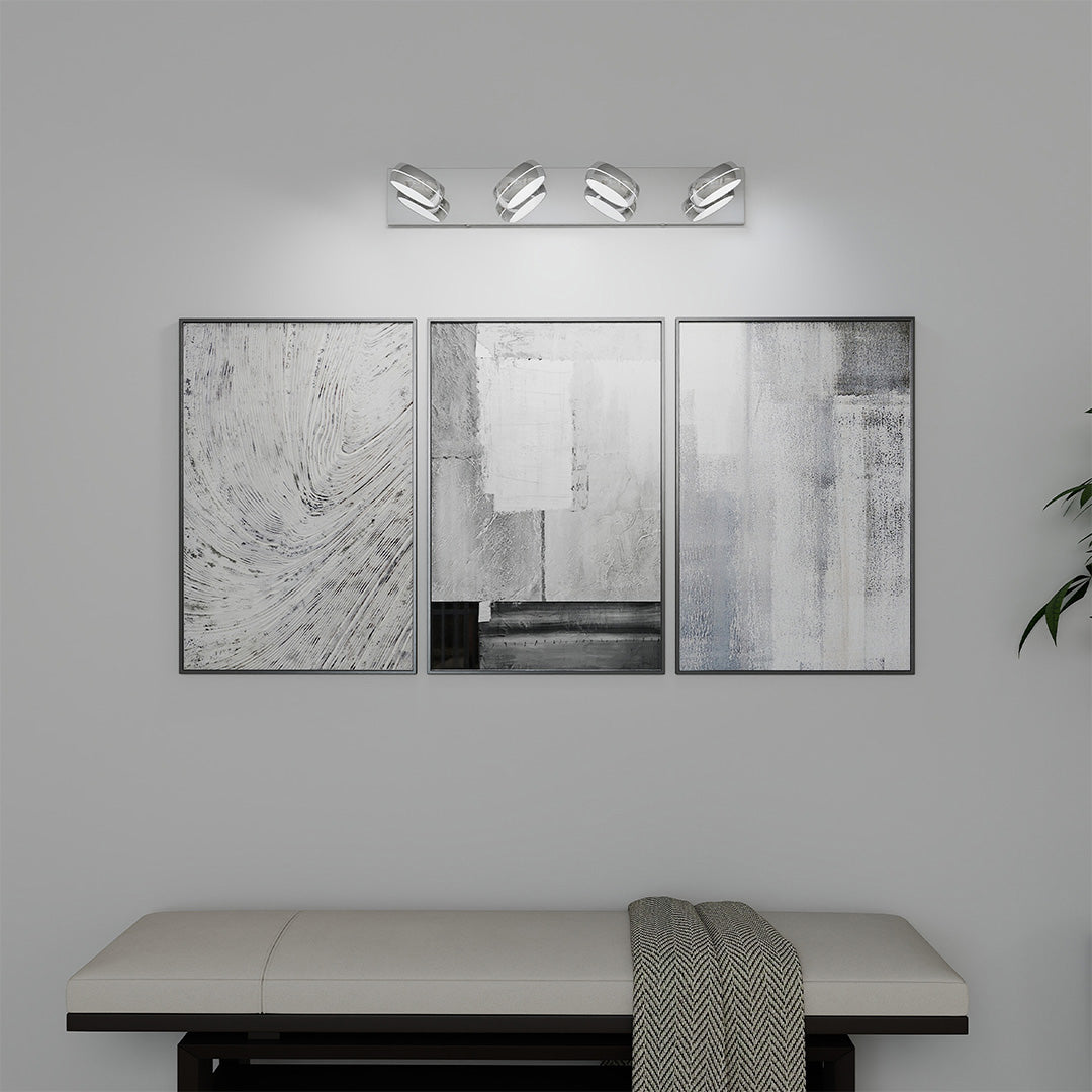 Chrome LED Vanity Light for Bathroom Mirror, Modern Minimalist Wall Mount
