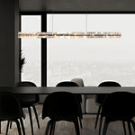 Modern Crystal Linear Pendant Light with Adjustable Cord