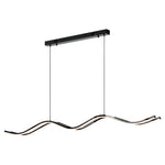 Modern Wavy Black Pendant Light for Kitchen Island, Minimalist LED Linear Suspension
