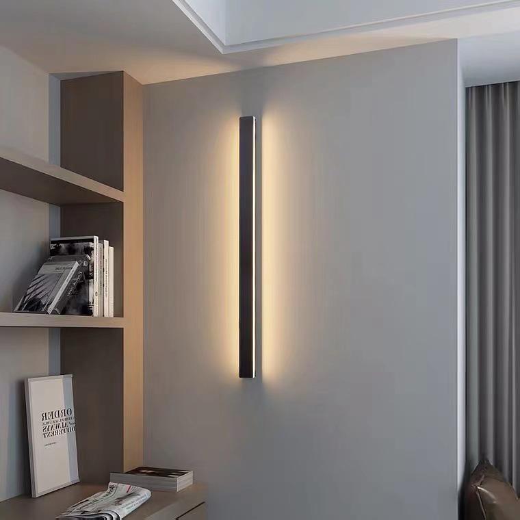 Linear Outdoor Wall Light in Black Metal, Waterproof LED Sconce