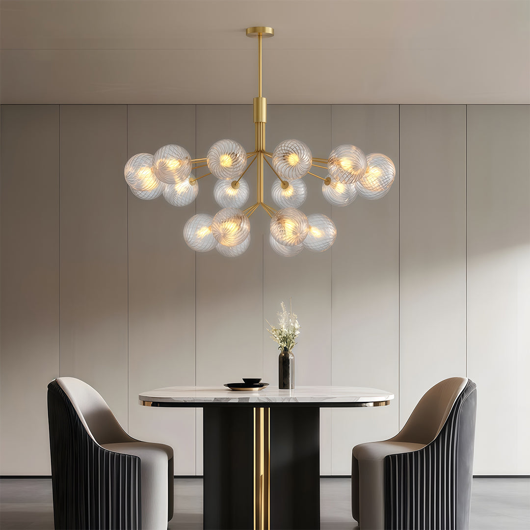 Solid Copper Glass Ball Chandelier | Modern Luxury Pendant Light