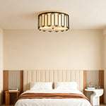 Aurelia Drum Flush Mount Ceiling Light in Matte Black with Opal Acrylic Shade
