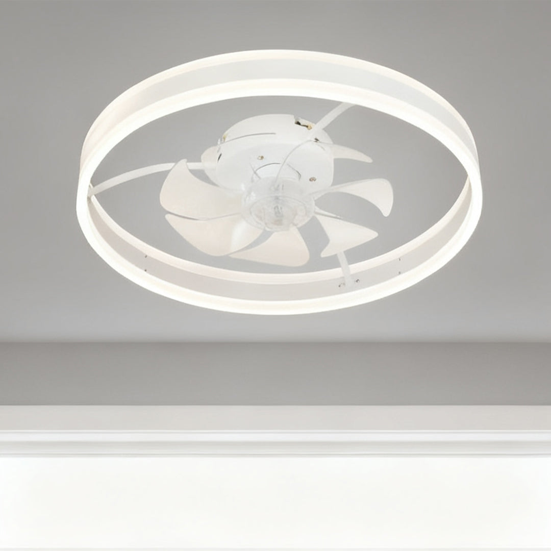 Lumina White Ceiling Fan with Integrated LED Ring Light