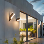 Modern Outdoor Wall Lantern with Black Aluminum Frame and Warm LED Light