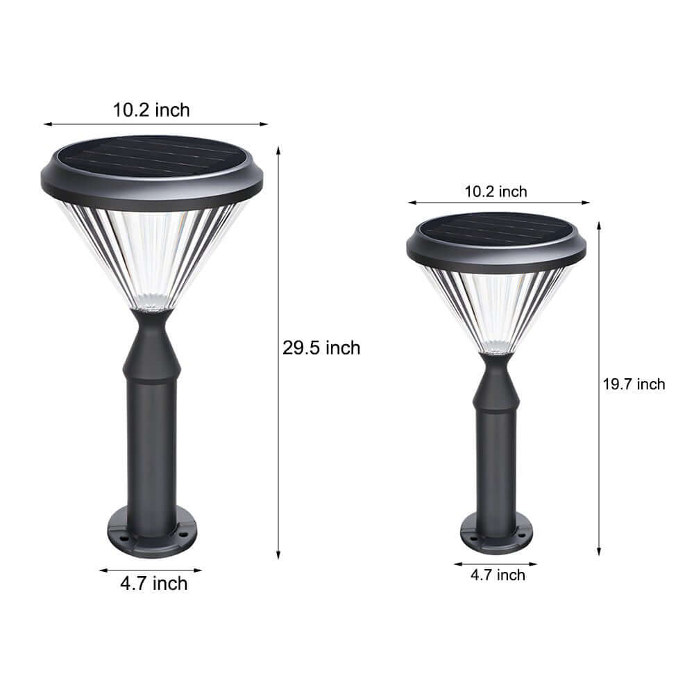 Aluminum Solar Post Light with Tapered LED Top for Pathways and Gardens
