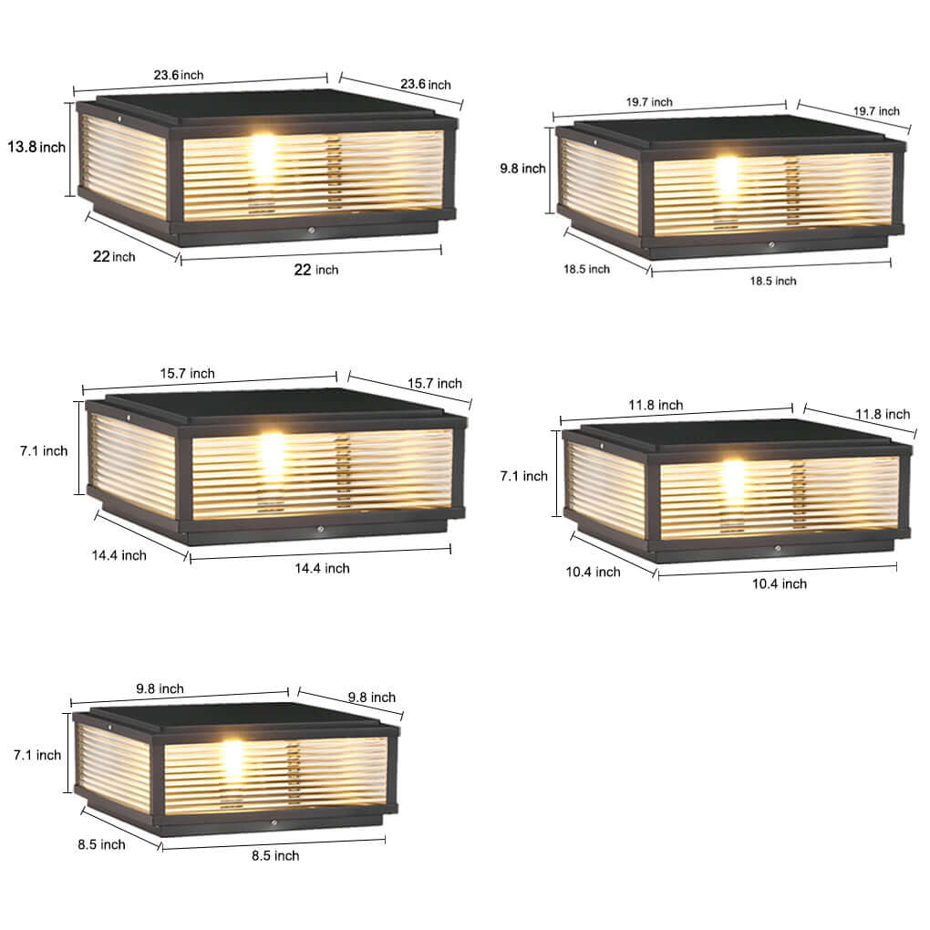 Square Ribbed Glass LED Pillar Light for Modern Outdoor Spaces