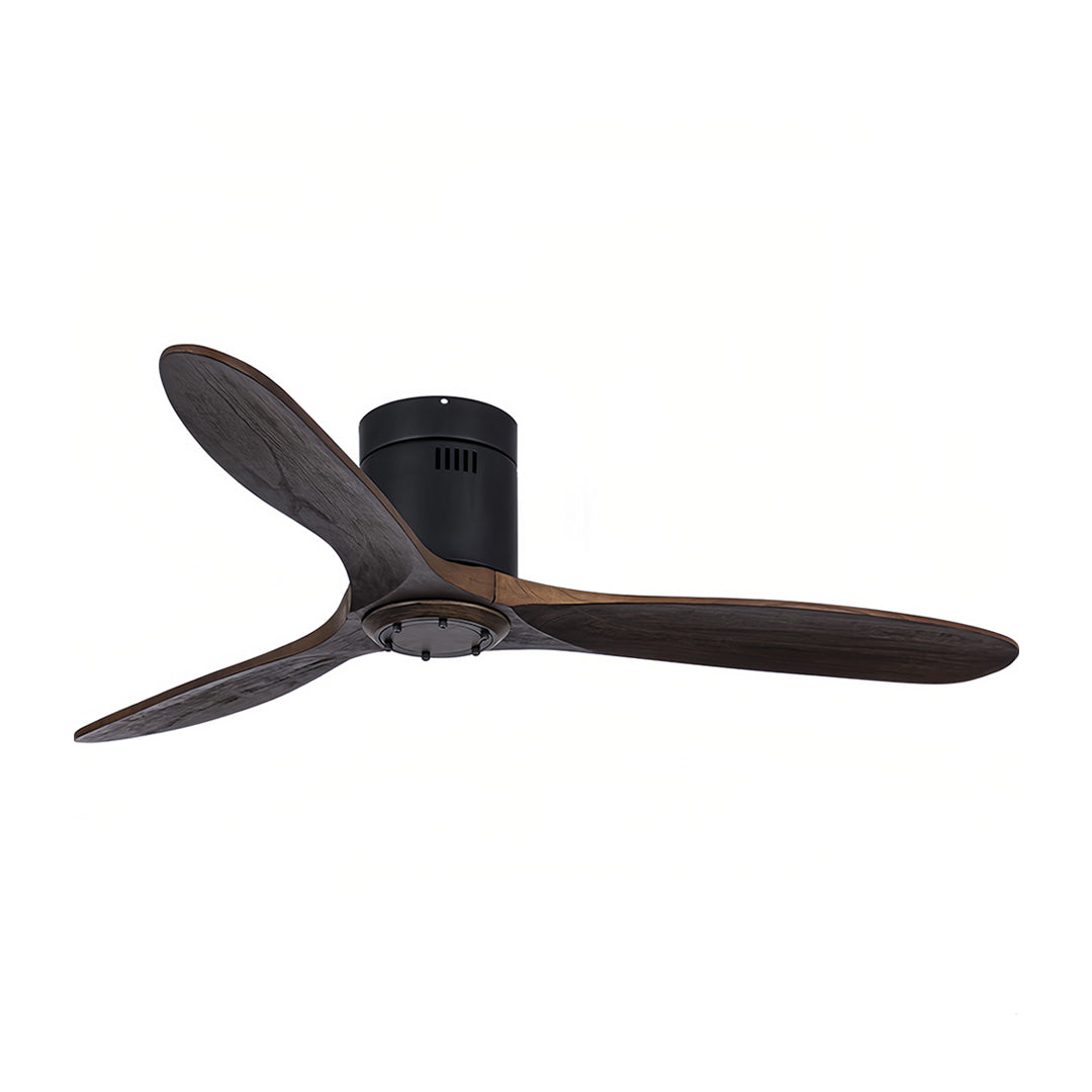 Aria 52" LED Ceiling Fan with Light, Three Solid Wood Blades, Matte Black Iron