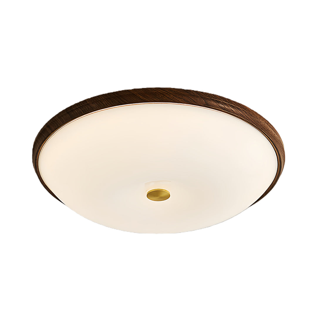 Art Deco Walnut Flush Mount Ceiling Light with Full-Spectrum LED